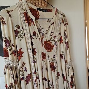Max Jeans Red and Cream Floral Dress
